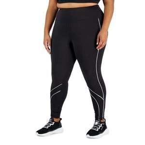 Ideology Plus Size‎ Colorblocked Compression 7/8 Leggings Black Size 3X